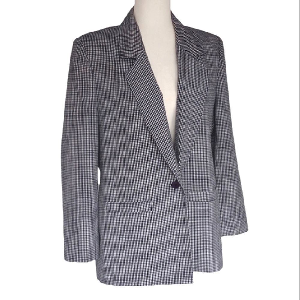 Pendleton Vtg Blazer Sz 12 Gingham Silk Blend Country Sophisticates Long Length